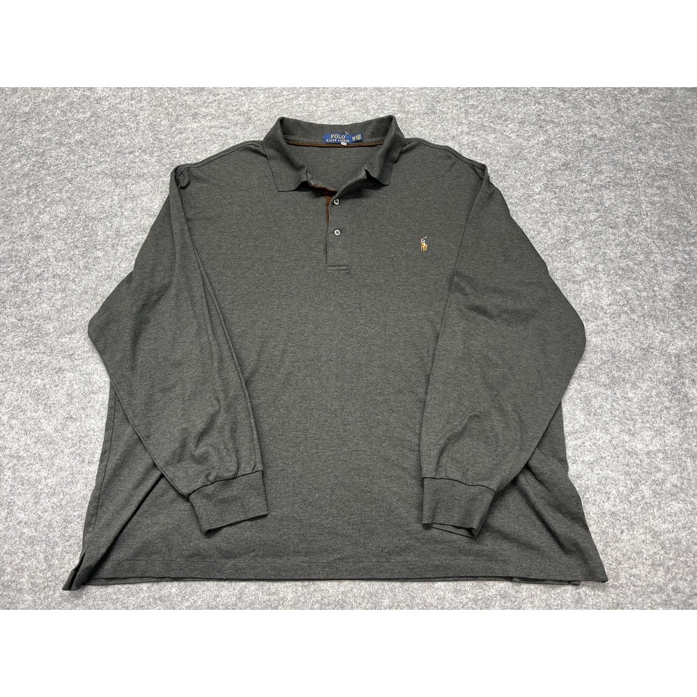 Polo Ralph Lauren Polo Shirt Mens Big 3X Gray Long Sleeve Cotton Jersey Logo